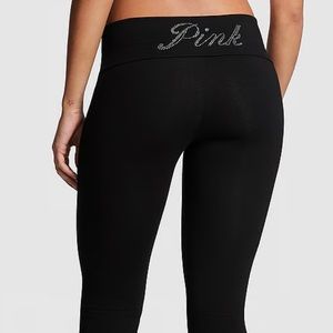 Victoria's Secret Pink Rhinestone Cotton
Fold Over Flare Leggings
